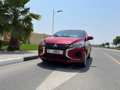 Арендовать mitsubishi attrage красный в Дубае