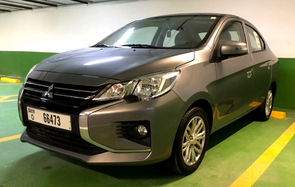 Rent Mitsubishi Attrage Grey in Dubai